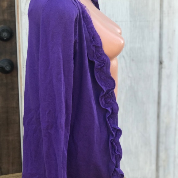 Gypsy Bohemian purple cardigan lace ruffle trim sweater wrap nwt medium - Picture 5 of 6